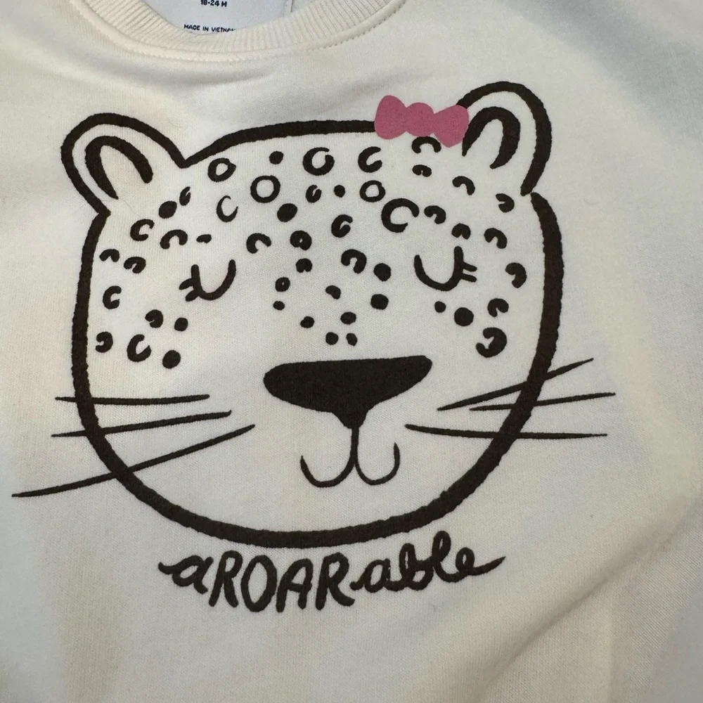 Old Navy Baby Girl Ivory Tiger Sweatshirt & Brown Tulle Skirt Set 18-24 Months